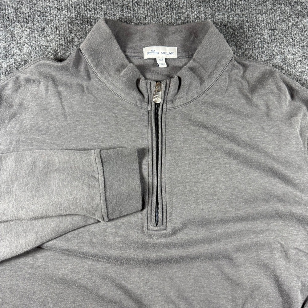 Peter Millar Crown Sport Mens XXL Gray Quarter Zip Pullover MEOK40 Cotton Modal